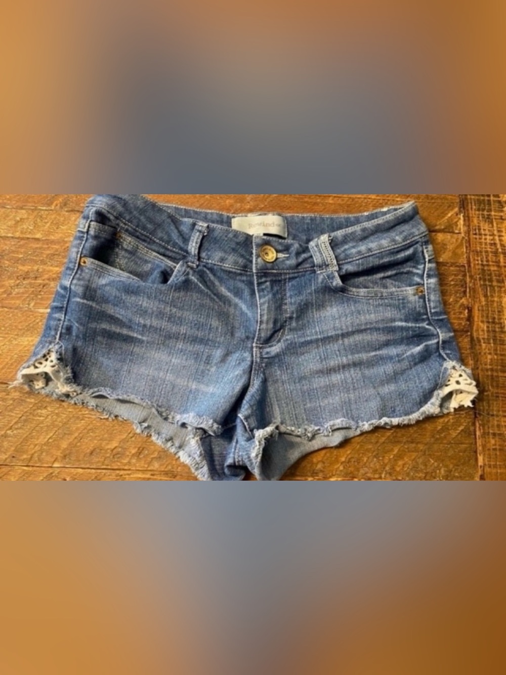 Women’s Denim Cutoff Lace-Trim Shorts - Blue (Size 11)